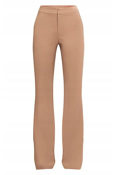 NO BRAND Pantaloni clasici bej cu picior larg, netezi, Prettylittlething 34