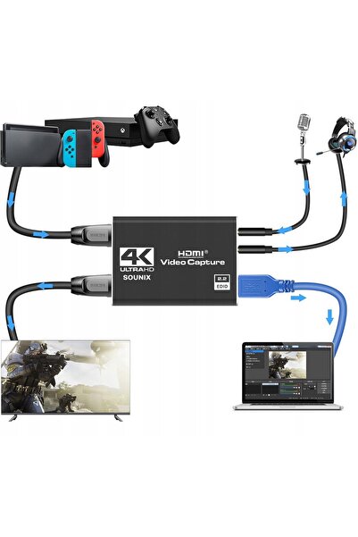 NO BRAND Placă de captură video HDMI la USB - Dispozitiv de captură 4K pentru...