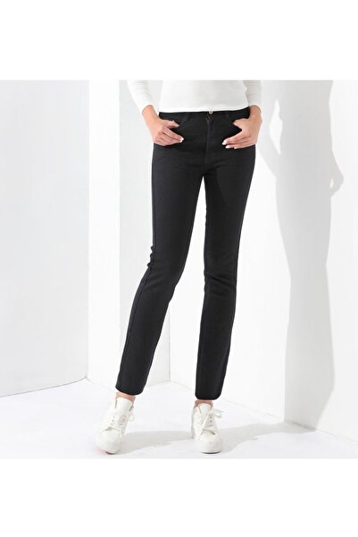 NO BRAND Pantaloni negri blugi de damă, din bumbac elastic, cu talie înaltă, ...