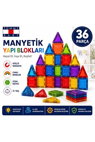 Tommybaby Manyetik-Mıknatıslı Yapı Blokları – Çocuklar İçin Renkli 3 Boyutlu ...