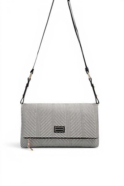 Silver Polo Black and White - Black Straw Women's Crossbody Bag Sp1278