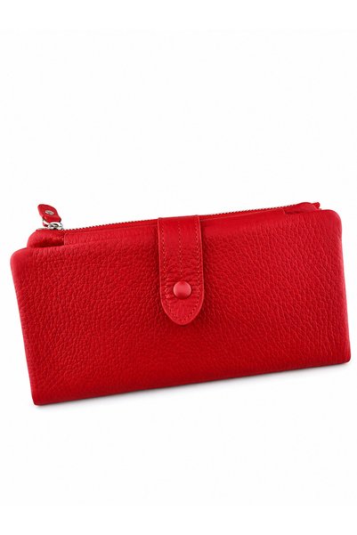 AlphaClub Bag Kadın Hakiki Deri Fermuarlı Çok Bölmeli Uzun Cüzdan