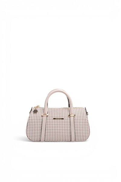Silver Polo Burgundy - Powder Houndstooth Plaid Women's Handbag Sp1289
