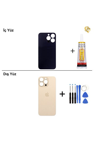 ARSKİNG iPhone 13 Pro Altın Arka Kapak Arka Cam Batarya Kapağı Lazer Kesim Ka...