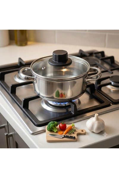 sfs elektrik Mini Pot with Glass Lid, Small Pot for One Person, Steel
