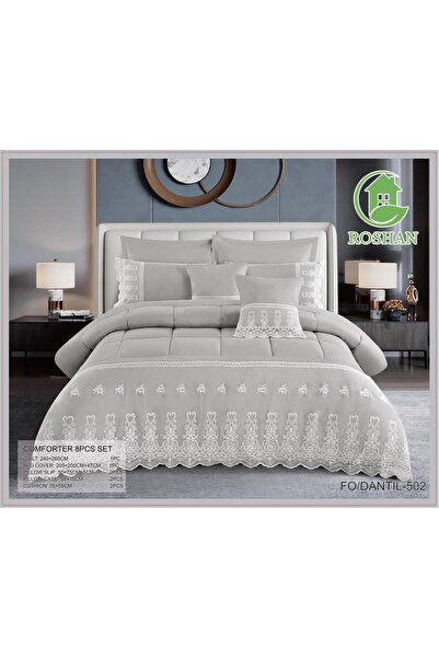 ROSHAN Embroidered Lace Bridal Quilt Set 8 Pieces - Luxurious Design with a C...