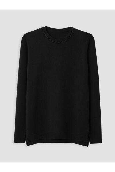 LC Waikiki Crew Neck Knit Detailed Women's Knitwear Sweater (W6)