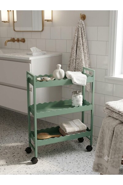 RETOHOME Yeşil Tekerlekli Raflı Organizer, Şişelik Raf