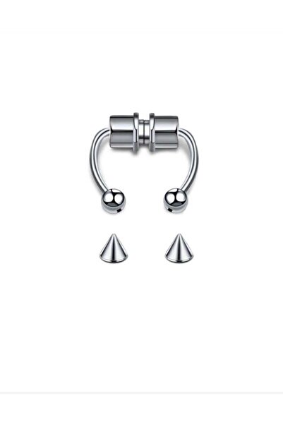 Corvus kolye&bileklik Mıknatıslı Fake Gümüş Renk Septum Piercing Paslanmaz Çe...