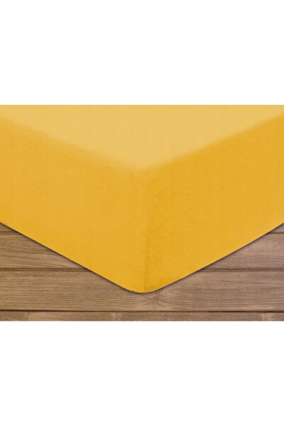 NO BRAND Cearșaf de pat din frotir cu elastic 180x200 galben galben 004
