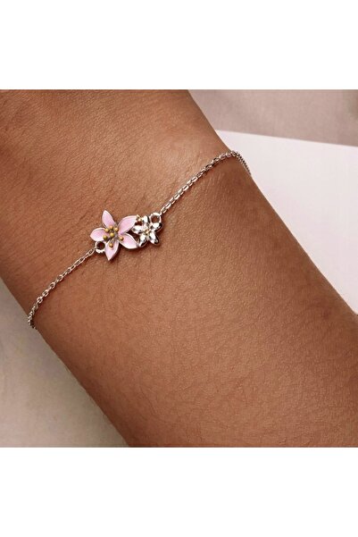 NO BRAND Brățară cu floare din argint S925 Fraise