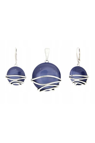 NO BRAND Set de argint: Cercei + Pandantiv Cobalt Masa