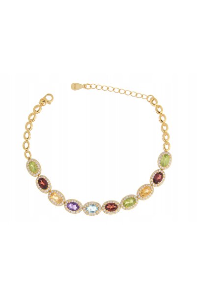 NO BRAND Brățară de argint cu citrin, peridot, granat, ametist, topaz albastr...