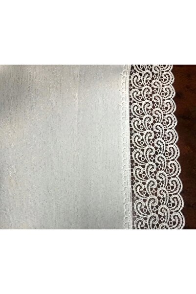 NO BRAND Față de masă rotundă cu guipure, albă, cu fir argintiu, 120cm 404