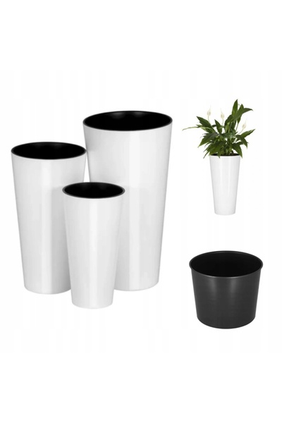 NO BRAND Ghiveci de flori din plastic alb Grillage_Shop 15 X 10 X 38 cm