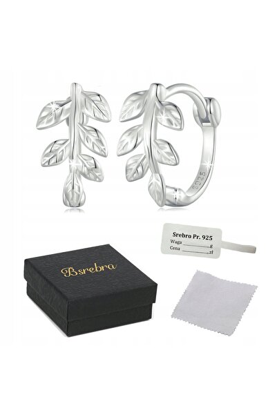 NO BRAND Cercei Cercuri Argintii, Argint Sterling 925, Cercuri cu Frunze, Pla...