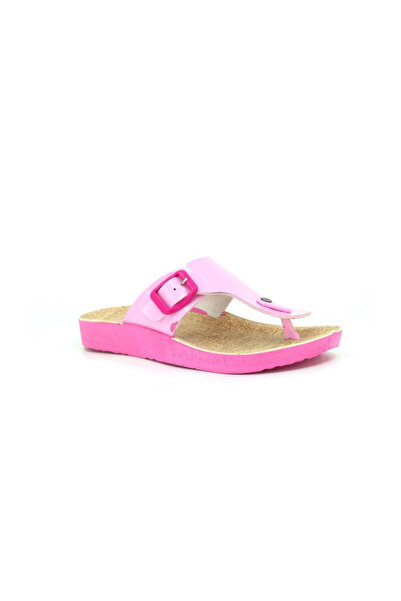 babelia Girl's Flip Flops with Orthopedic Soles and Buckle, Summer Casual Beach Slippers, Pink
