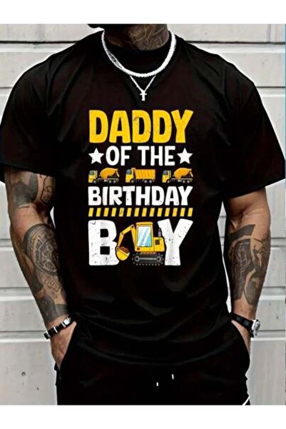 799 100% Cotton Casual Tshirt Dad Of The Birthday Boy Construction Theme Part...