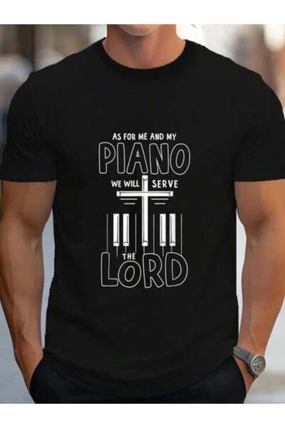 799 100% Cotton As For Me And My Piano We Will Serve The Lord Pianist Women's...