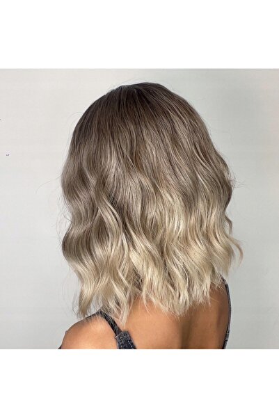 NO BRAND Perucă ondulată, ombre maro-blond, cu breton, pentru femei