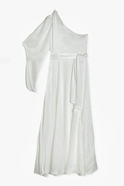 NO BRAND Boohoo 38 Rochie de seară maxi din satin cu șliț asimetrică, culoare...