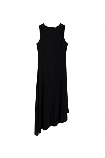 NO BRAND Rochie Maxi Neagră Clasic Asimetrică, Rochie de Seară Elegantă, Rese...