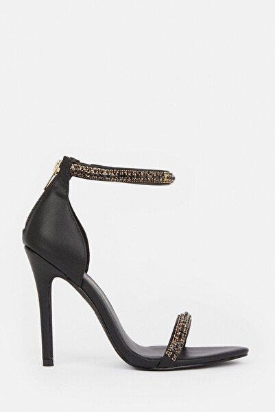NO BRAND Sandale negre cu toc, decorație jette cocktail, Karen Millen 39