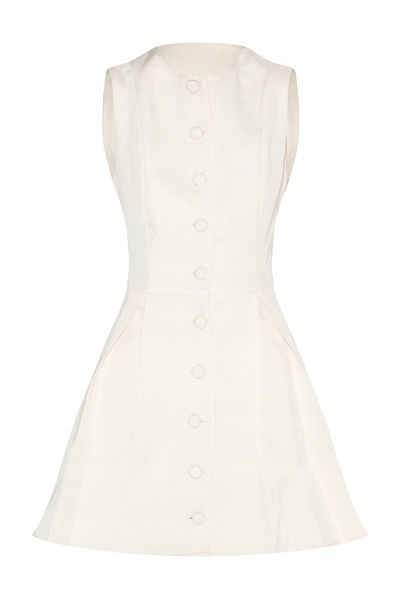 NO BRAND Prettylittlething rochie mini clasică crem cu nasturi 34