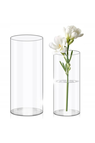 NO BRAND Set de 2 vaze cilindrice transparente din acril, de 25 cm și 20 cm