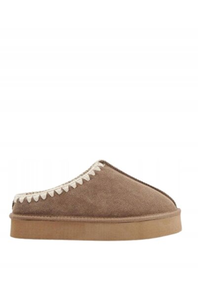 NO BRAND Pantofi slip-on din piele întoarsă, maro, căptușiți cu fleece, cu vâ...