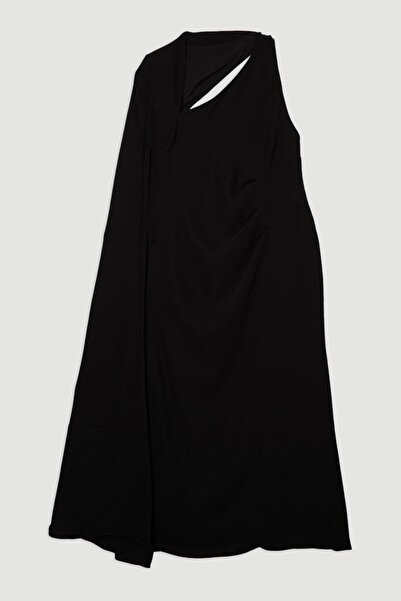 NO BRAND Rochie maxi clasică, asimetrică, netedă, neagră, Karen Millen 50