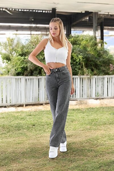 ArVib Pantaloni din denim cu croială largă din Lycra pentru femei, Arossy Smoked