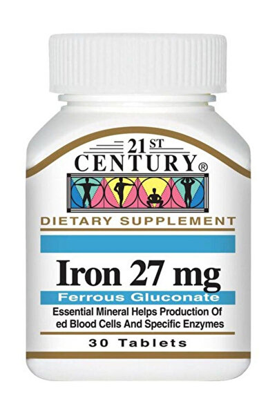 21st Century Iron Tablets for Healthy Blood Count - Pack of 30, 27 Mg