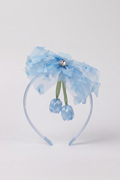 Le Mabelle Blue Tulip Figured Butterfly Tulle and Stone Girls' Crown