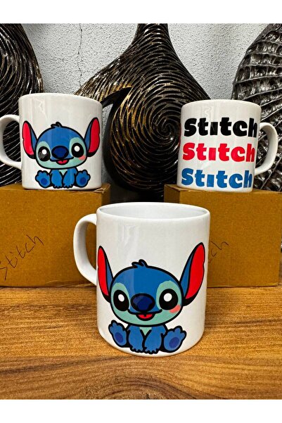 Genel Markalar Stitch Baskılı Kupa Bardak Porselen