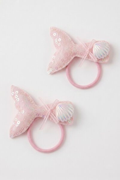 Le Mabelle Light Pink Mermaid Tail and Oyster Figured Girls' 2-Piece Rubber B...