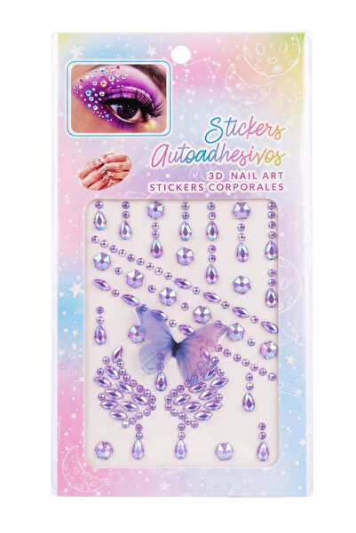 Le Mabelle Lila Kelebek Figürlü Kız Çocuk Yüz Taşı