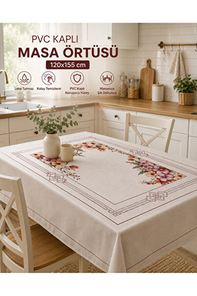 Beyaz Home 120 x 155 cm PVC Kaplı Leke Tutmaz Masa Örtüsü