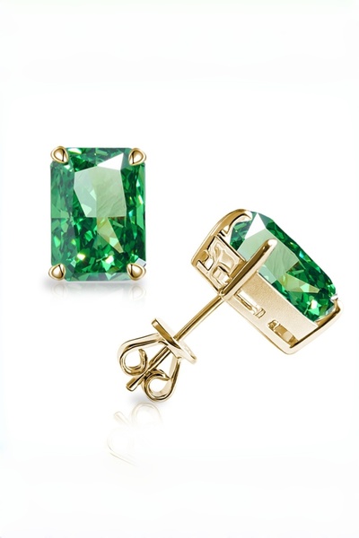 MEETMAY 18K Gold Plated S925 Silver Radiant Cut Earrings - 4ct 8x10mm Crushed...