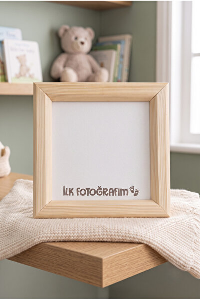fikirstore Doğal Ahşap Bebek Ultrason Çerçevesi - İlk Fotoğrafım Bebek Anı Çe...
