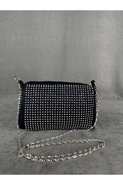bozybags LUNY Göz Alıcı Taş Detaylı Gümüş Zincir Askılı Gece ve Davet Çantası