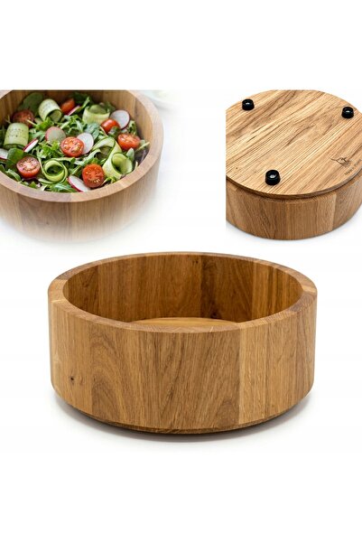 peewit Bol din lemn de stejar masiv, 22,8 cm, pentru fructe, salate, nuci, cu...