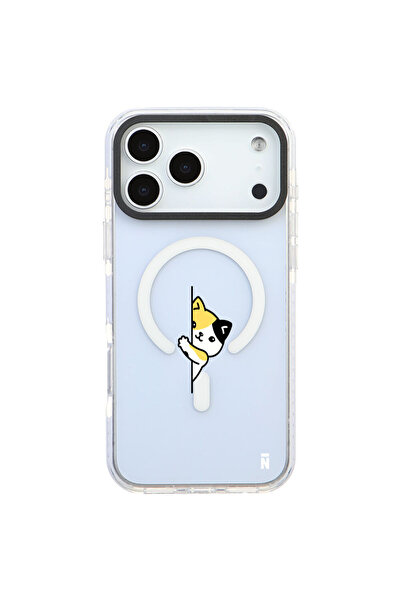 Casen iPhone 17 Pro Yanları Beyaz Magsafe Arty Şeffaf Cat Lover Kedi Tasarıml...