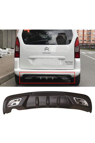 HasAkman Citroen Berlingo Difüzör Difizör Siyah + Kare Egzoz Görünüm C Tip