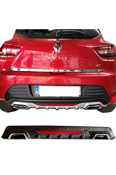 HasAkman Renault Clio Mk4 Siyah Difüzör Difizör Kare Egzoz Görünüm Reflektörlü