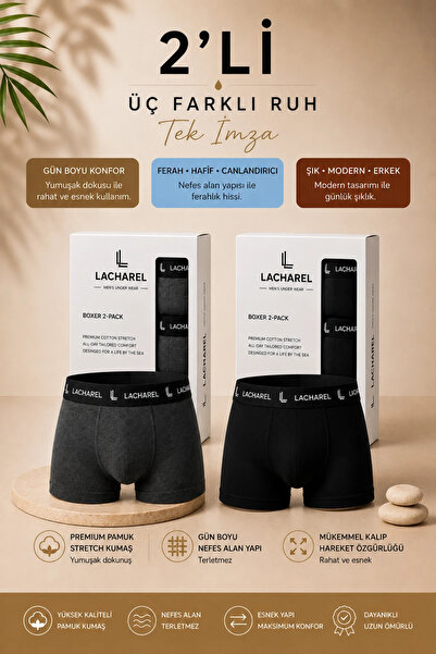 GurkStore Men's Lycra Cotton Breathable Combed Cotton Boxer 2-Pack - Smoked &...