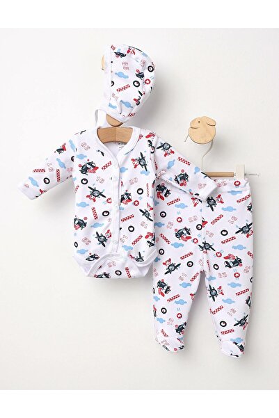 MiniKids Set greieras bebelusi Airplain alb-rosu