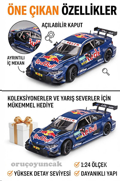 oruçoyuncak BMW M4 1:24 Redbull Diecast Redbull Model Araba BMW M4 Yarış Arabası Diecast Model Araba