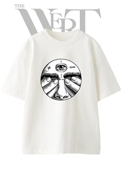 THEWERT Μπλουζάκι Mystic Third Eye Design με στάμπα Unisex Λευκό Oversize