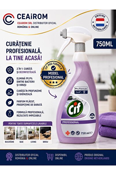 PRO FORMULA CIF PROFESSIONAL SPREY 2 IN 1 CLEANER DEZINFECTANT 750 ML